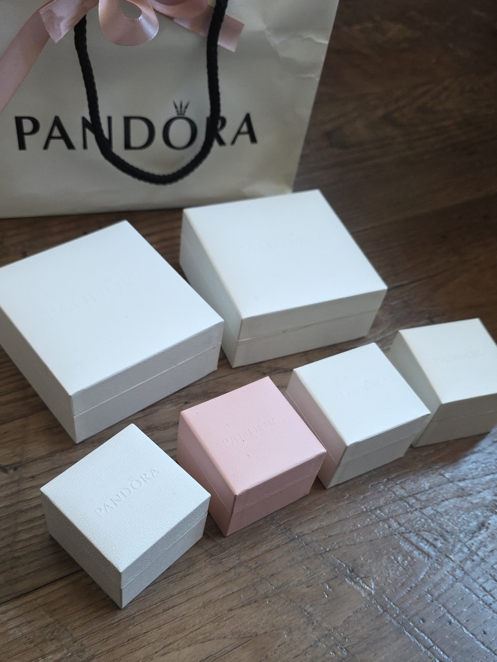 Pandora Pink and White Jewelry Boxes Set, Authentic